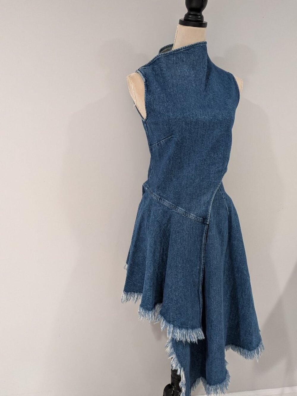 Marques ' Almeida x 7 For All Mankind Asymmetric Raw Hem Denim Dress XS